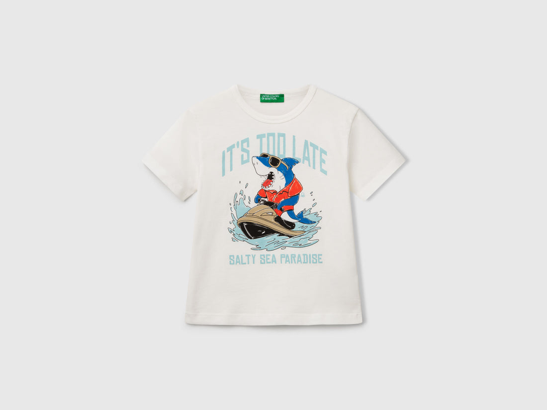 Benetton_T-Shirt in Organic Cotton with Print_3I1XG10JM_074_01