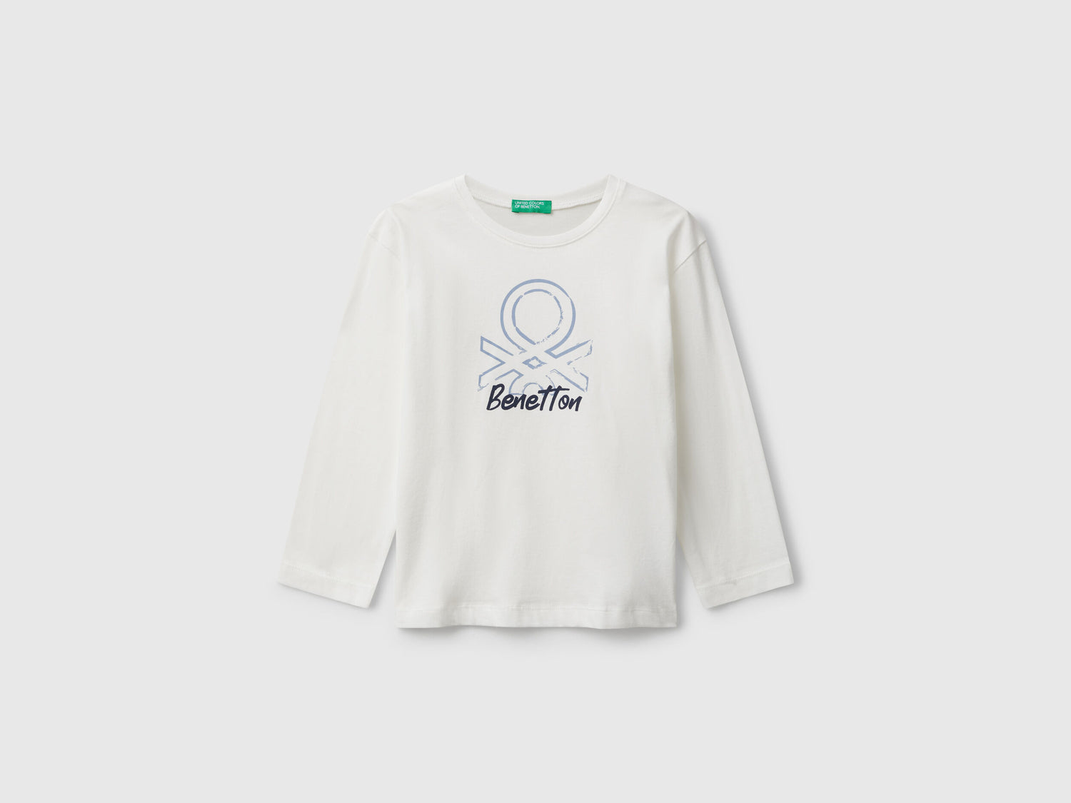 Benetton_Creamy White_T-Shirt with Logo Print_3I1XG10JZ_074_01