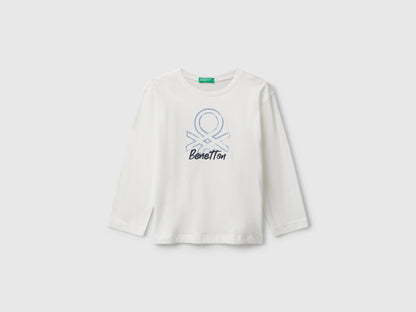 Benetton_Creamy White_T-Shirt with Logo Print_3I1XG10JZ_074_01