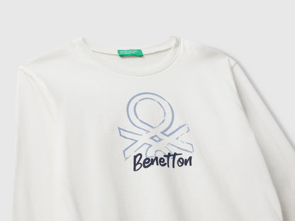 Benetton_Creamy White_T-Shirt with Logo Print_3I1XG10JZ_074_03