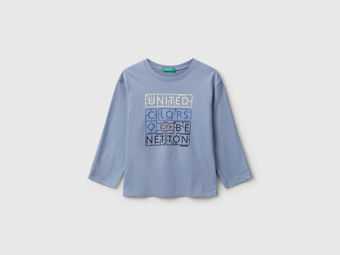 Benetton_Light Blue_T-Shirt with Logo Print_3I1XG10JZ_0W2_01