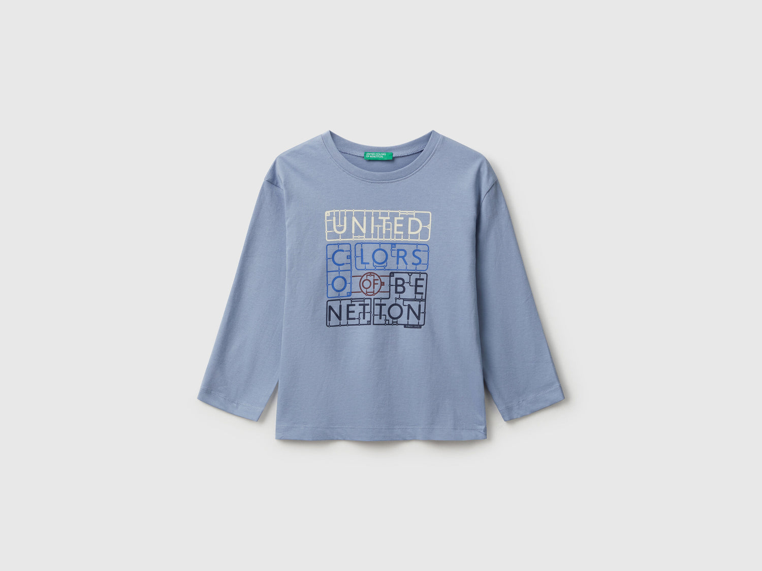 Benetton_Light Blue_T-Shirt with Logo Print_3I1XG10JZ_0W2_01