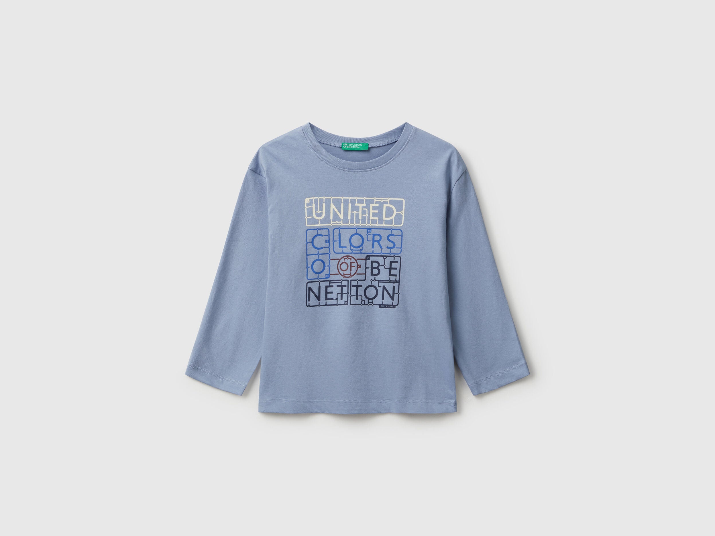 Benetton_Light Blue_T-Shirt with Logo Print_3I1XG10JZ_0W2_01