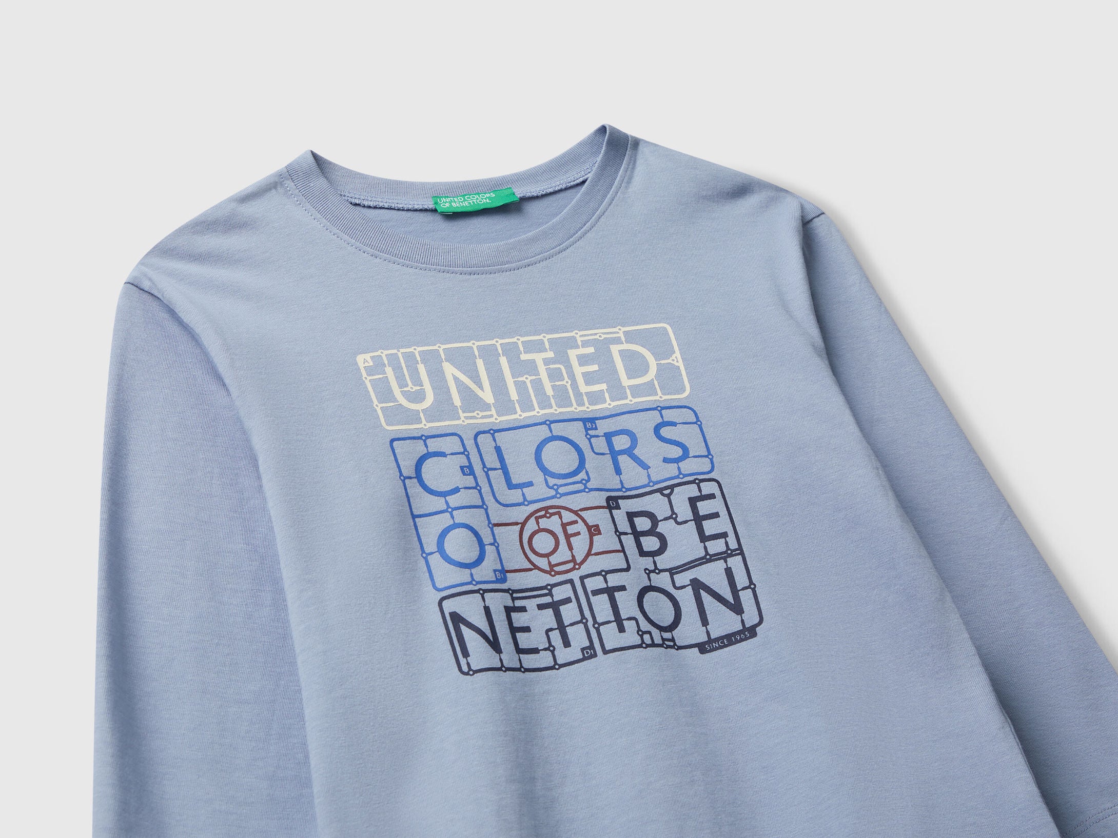 Benetton_Light Blue_T-Shirt with Logo Print_3I1XG10JZ_0W2_03