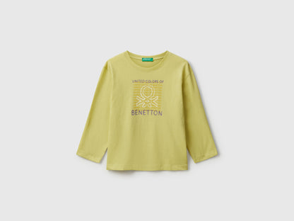 Benetton_Yellow_T-Shirt with Logo Print_3I1XG10JZ_0Y6_01