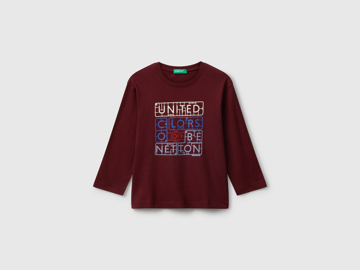 Benetton_Burgundy_T-Shirt with Logo Print_3I1XG10JZ_129_01