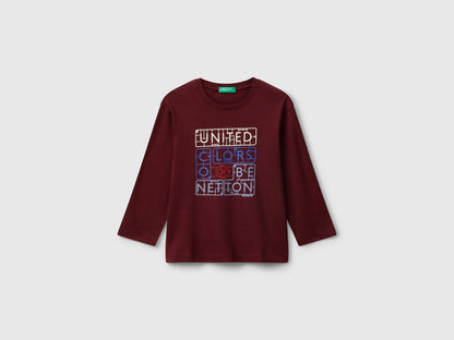 Benetton_Burgundy_T-Shirt with Logo Print_3I1XG10JZ_129_01
