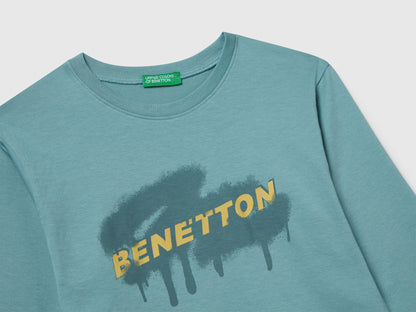 Benetton_Sky Blue_T-Shirt with Logo Print_3I1XG10JZ_33K_03