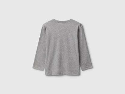 Benetton_Light Gray_T-Shirt with Logo Print_3I1XG10JZ_501_02