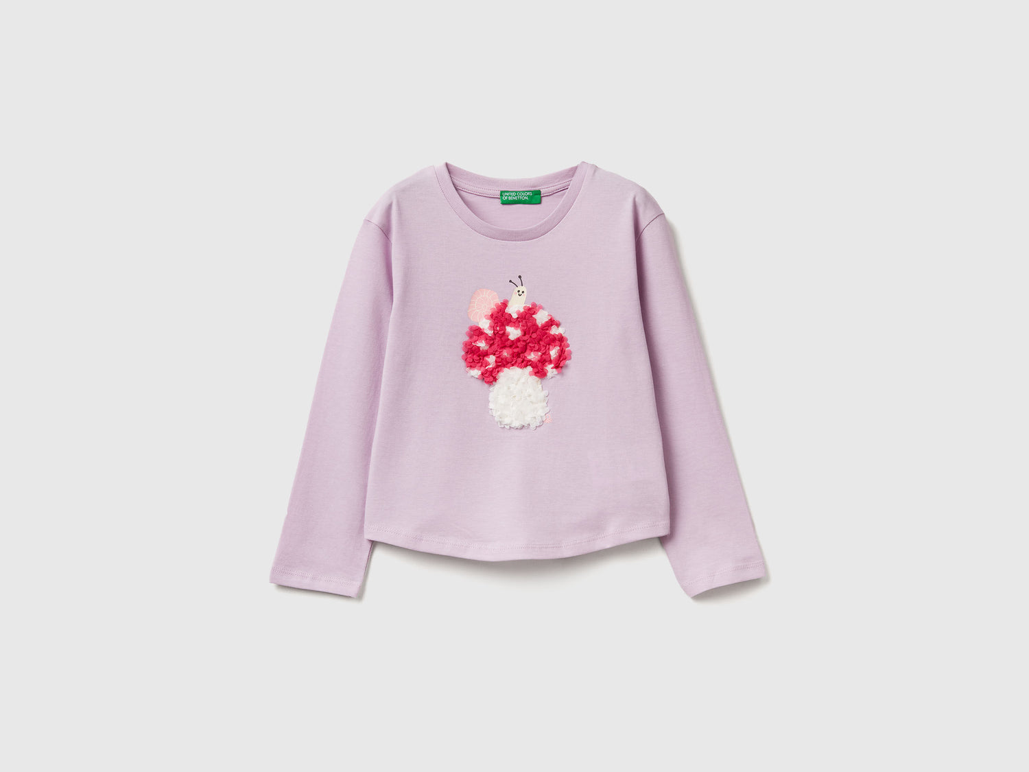 Benetton_Lavender_T-Shirt with Petal Effect Applique_3I1XG10K8_0W1_01