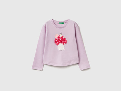 Benetton_Lavender_T-Shirt with Petal Effect Applique_3I1XG10K8_0W1_01