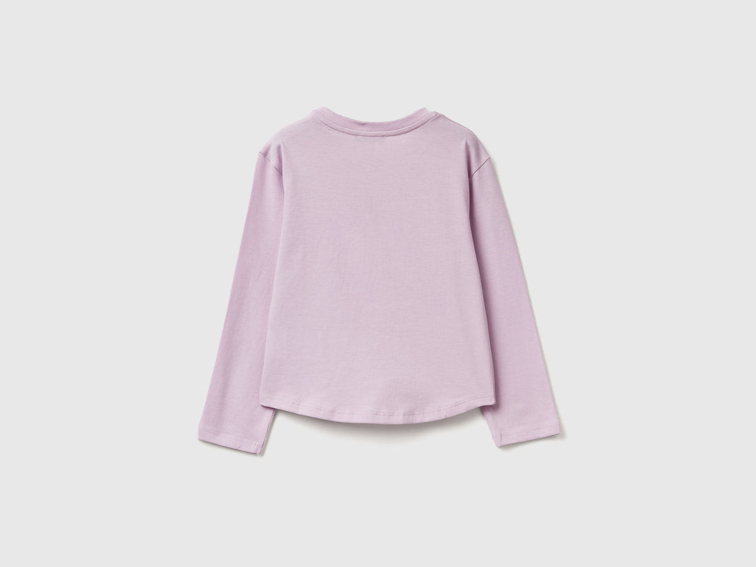 Benetton_Lavender_T-Shirt with Petal Effect Applique_3I1XG10K8_0W1_02