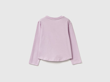 Benetton_Lavender_T-Shirt with Petal Effect Applique_3I1XG10K8_0W1_02