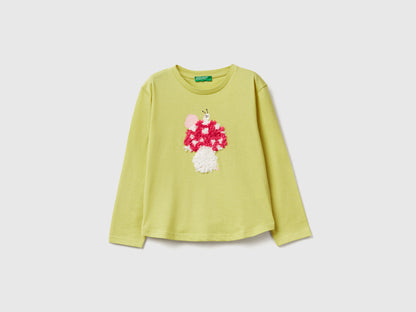 Benetton_Yellow_T-Shirt with Petal Effect Applique_3I1XG10K8_0Y6_01