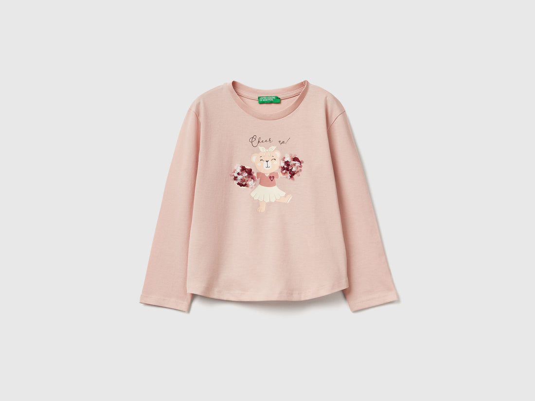 Benetton_Soft Pink_T-Shirt with Petal Effect Applique_3I1XG10K8_12U_01