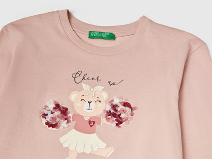 Benetton_Soft Pink_T-Shirt with Petal Effect Applique_3I1XG10K8_12U_03