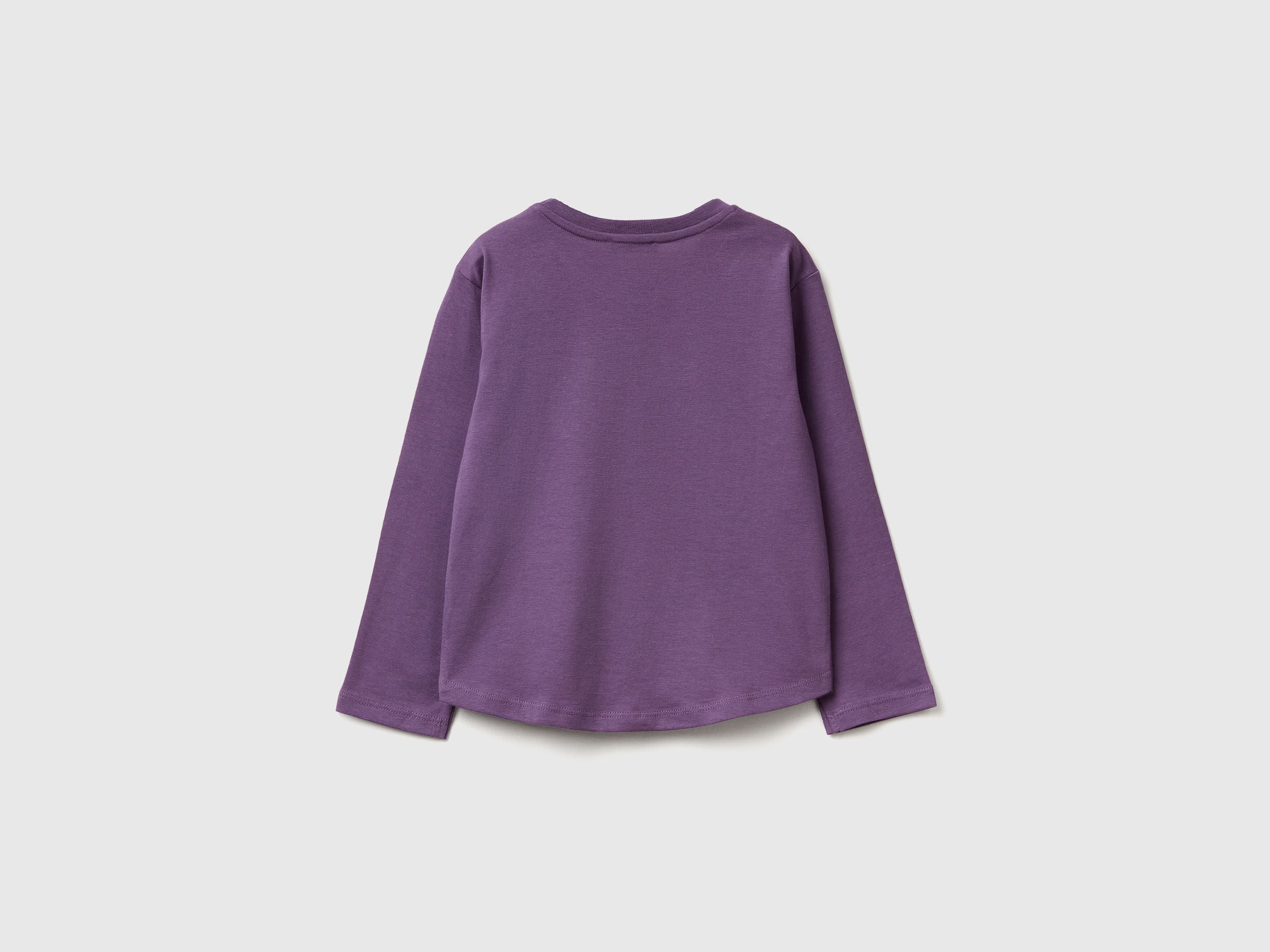 Benetton_Purple_T-Shirt with Petal Effect Applique_3I1XG10K8_1V4_02