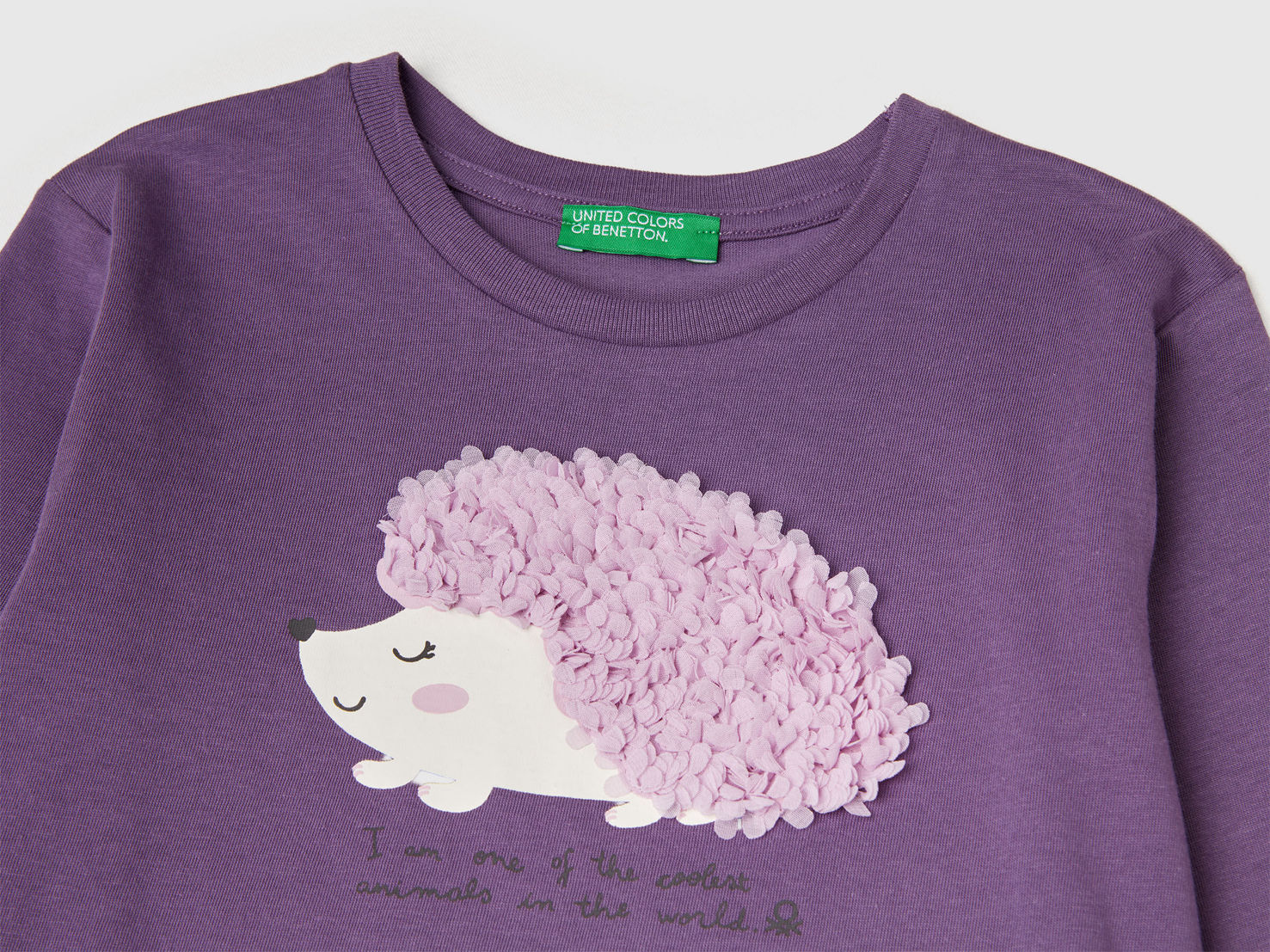 Benetton_Purple_T-Shirt with Petal Effect Applique_3I1XG10K8_1V4_03