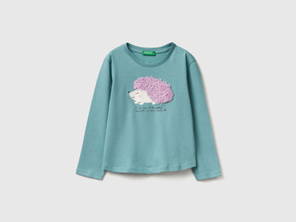 Benetton_Sky Blue_T-Shirt with Petal Effect Applique_3I1XG10K8_33K_01