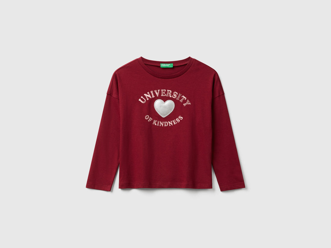 Benetton_Burgundy_T-Shirt with Applique_3I1XG10KL_236_01