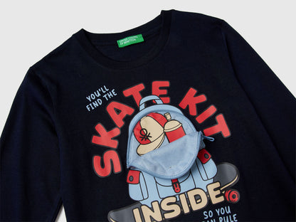 Benetton_Dark Blue_T-Shirt with Shark Print and Applique_3I1XG10KQ_016_03