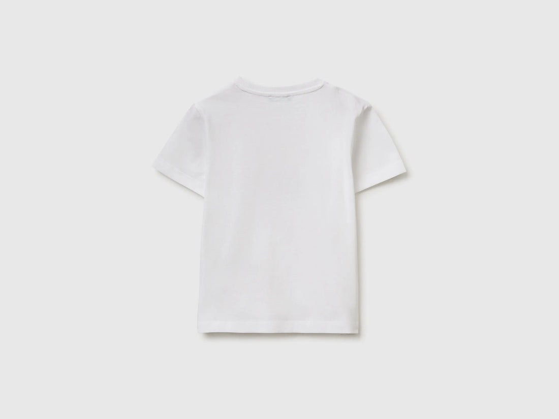 Benetton White Boys T-Shirt with Logo SKU: 3I1XG10LK_101 Image 02