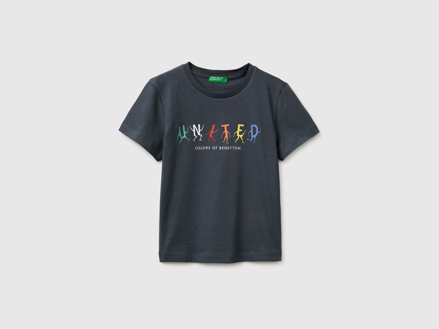 Benetton Dark Gray Boys T-Shirt with Logo SKU: 3I1XG10LK_10N Image 01