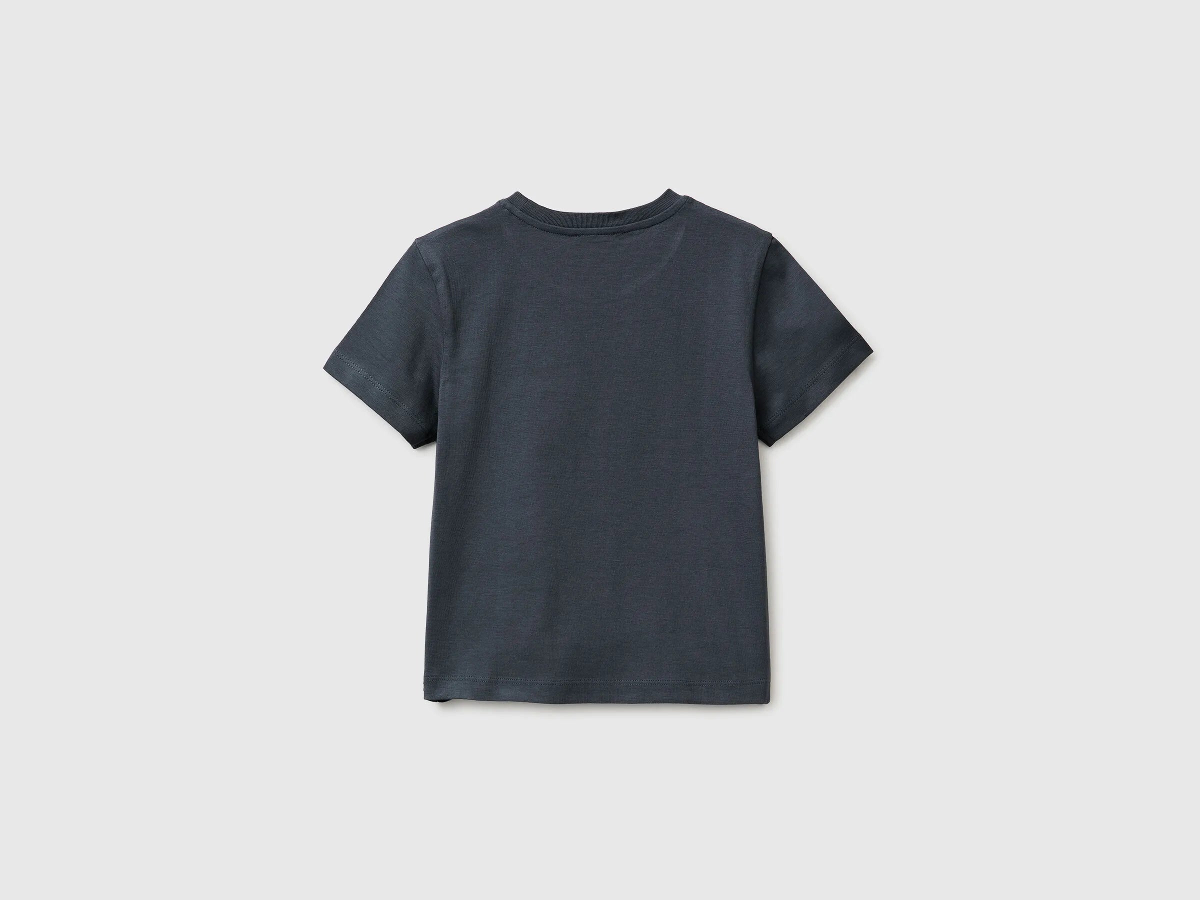 Benetton Dark Gray Boys T-Shirt with Logo SKU: 3I1XG10LK_10N Image 02