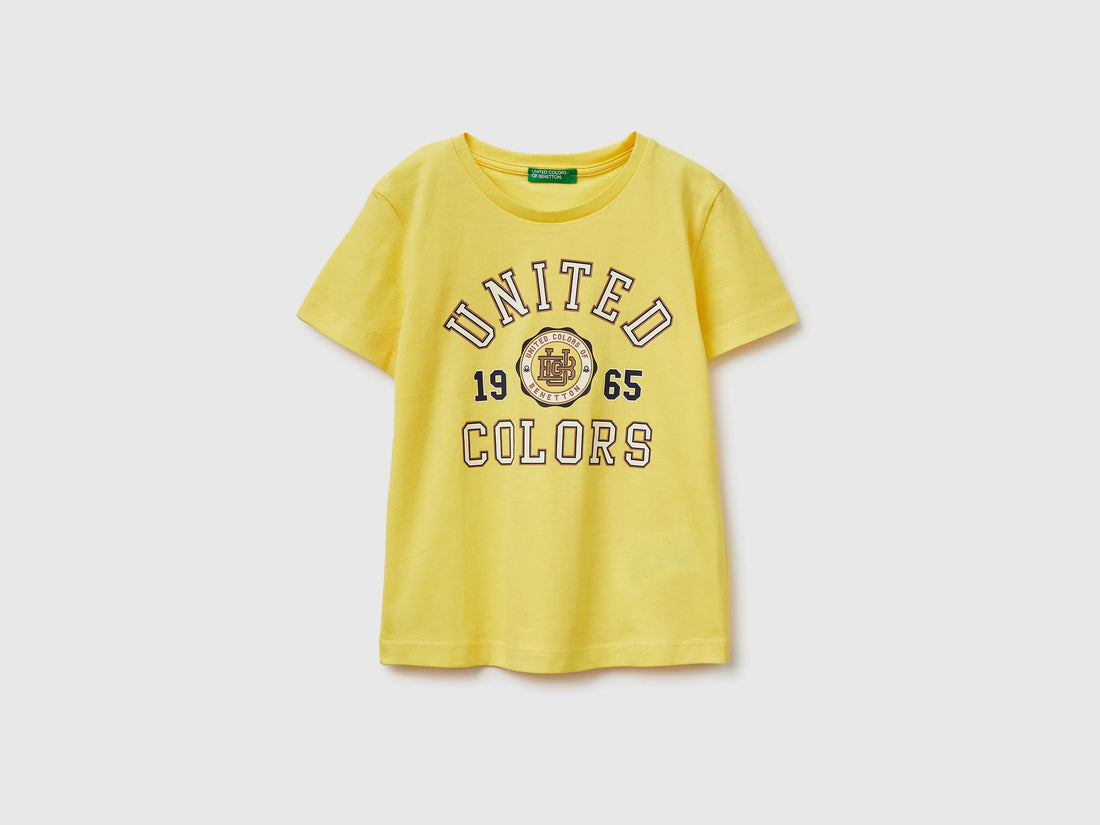 Benetton Yellow Boys T-Shirt with Logo SKU: 3I1XG10LK_1C7 Image 01