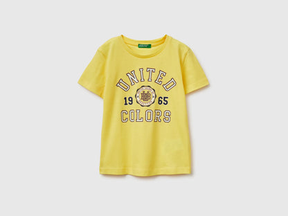 Benetton Yellow Boys T-Shirt with Logo SKU: 3I1XG10LK_1C7 Image 01