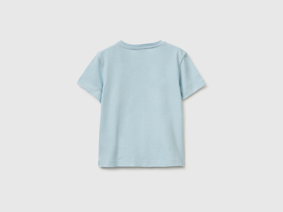 Benetton Sky Blue Boys T-Shirt with Logo SKU: 3I1XG10LK_33W Image 02