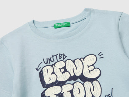 Benetton Sky Blue Boys T-Shirt with Logo SKU: 3I1XG10LK_33W Image 03