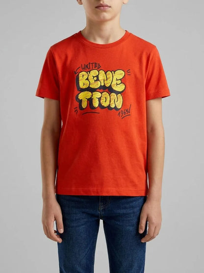 Benetton Red Boys T-Shirt with Logo SKU: 3I1XG10LK_34Y Image 00
