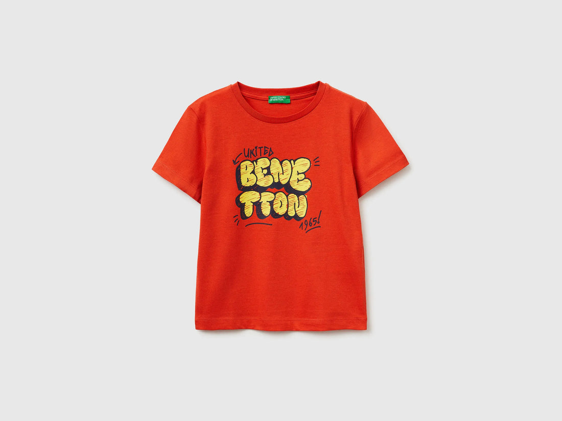 Benetton Red Boys T-Shirt with Logo SKU: 3I1XG10LK_34Y Image 01
