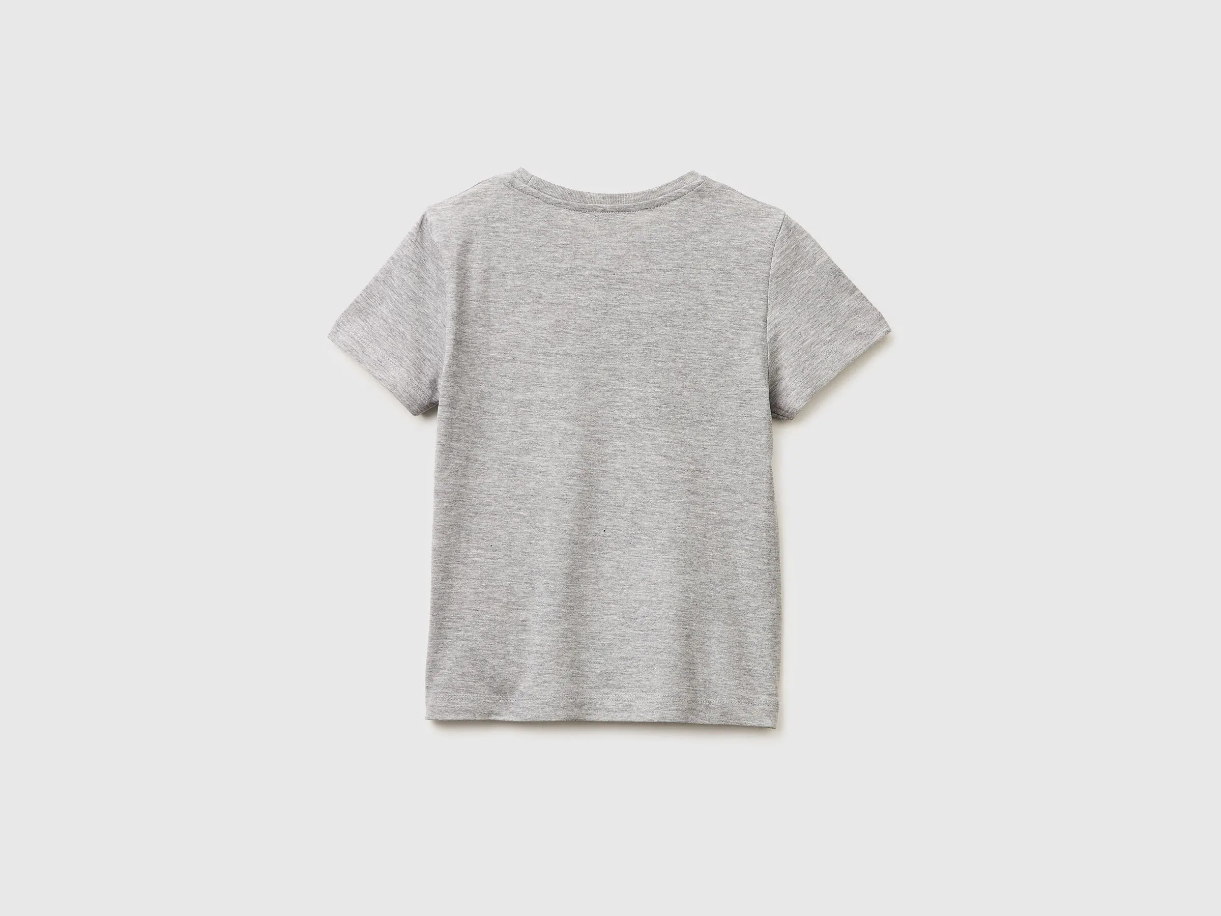 Benetton Light Gray Boys T-Shirt with Logo SKU: 3I1XG10LK_501 Image 02