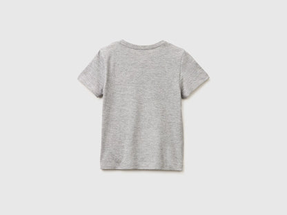 Benetton Light Gray Boys T-Shirt with Logo SKU: 3I1XG10LK_501 Image 02