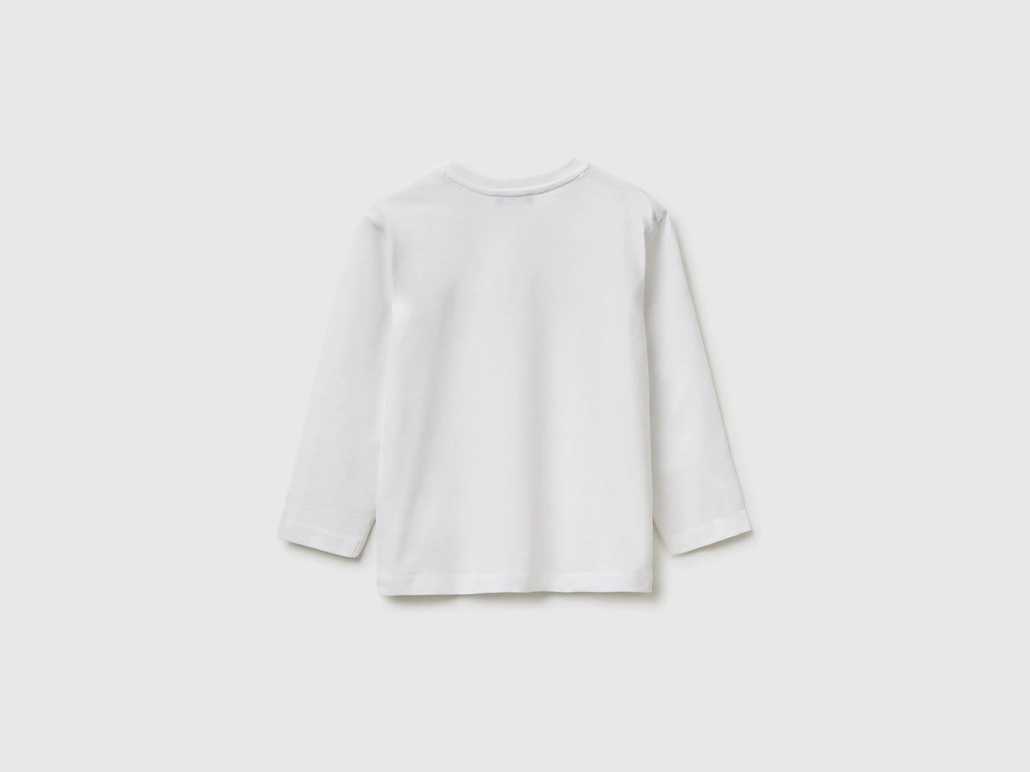 Benetton White Boys T-Shirt in Organic Cotton with Logo Print SKU: 3I1XG10LM_101 Image 02