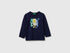 Benetton Dark blue Boys T-Shirt in Organic Cotton with Logo Print SKU: 3I1XG10LM_252 Image 01