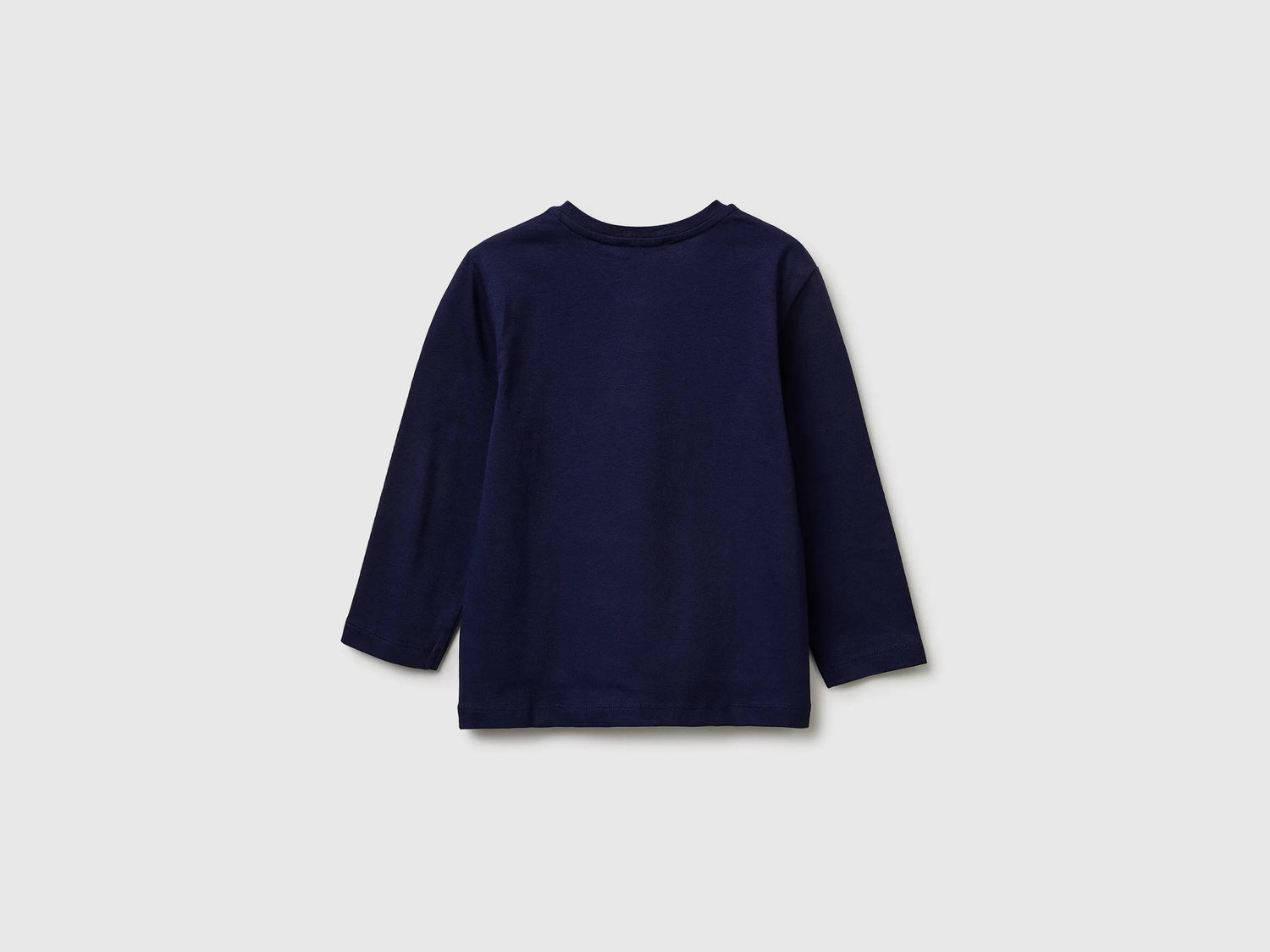 Benetton Dark blue Boys T-Shirt in Organic Cotton with Logo Print SKU: 3I1XG10LM_252 Image 02