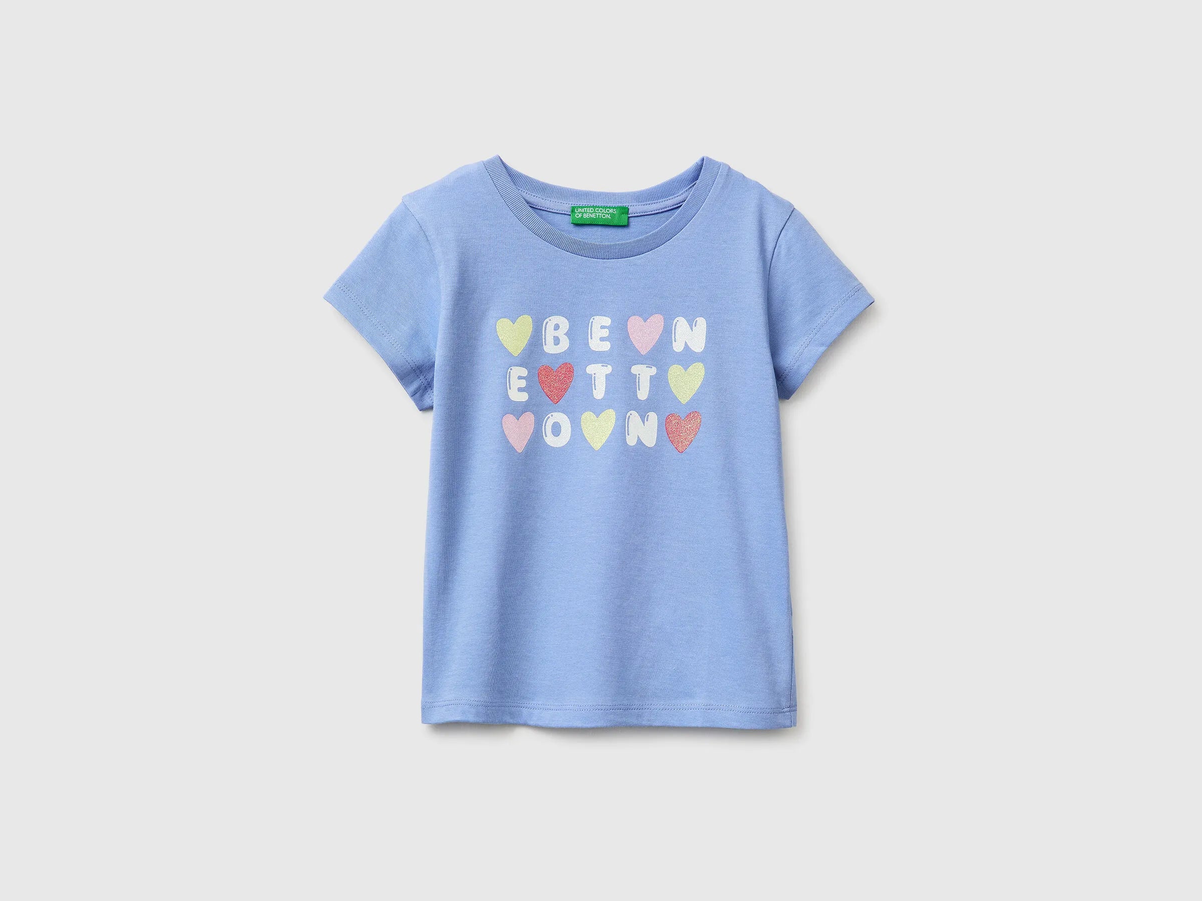 Benetton Lavender Girls T-Shirt with Glitter Print SKU: 3I1XG10LU_13E Image 01