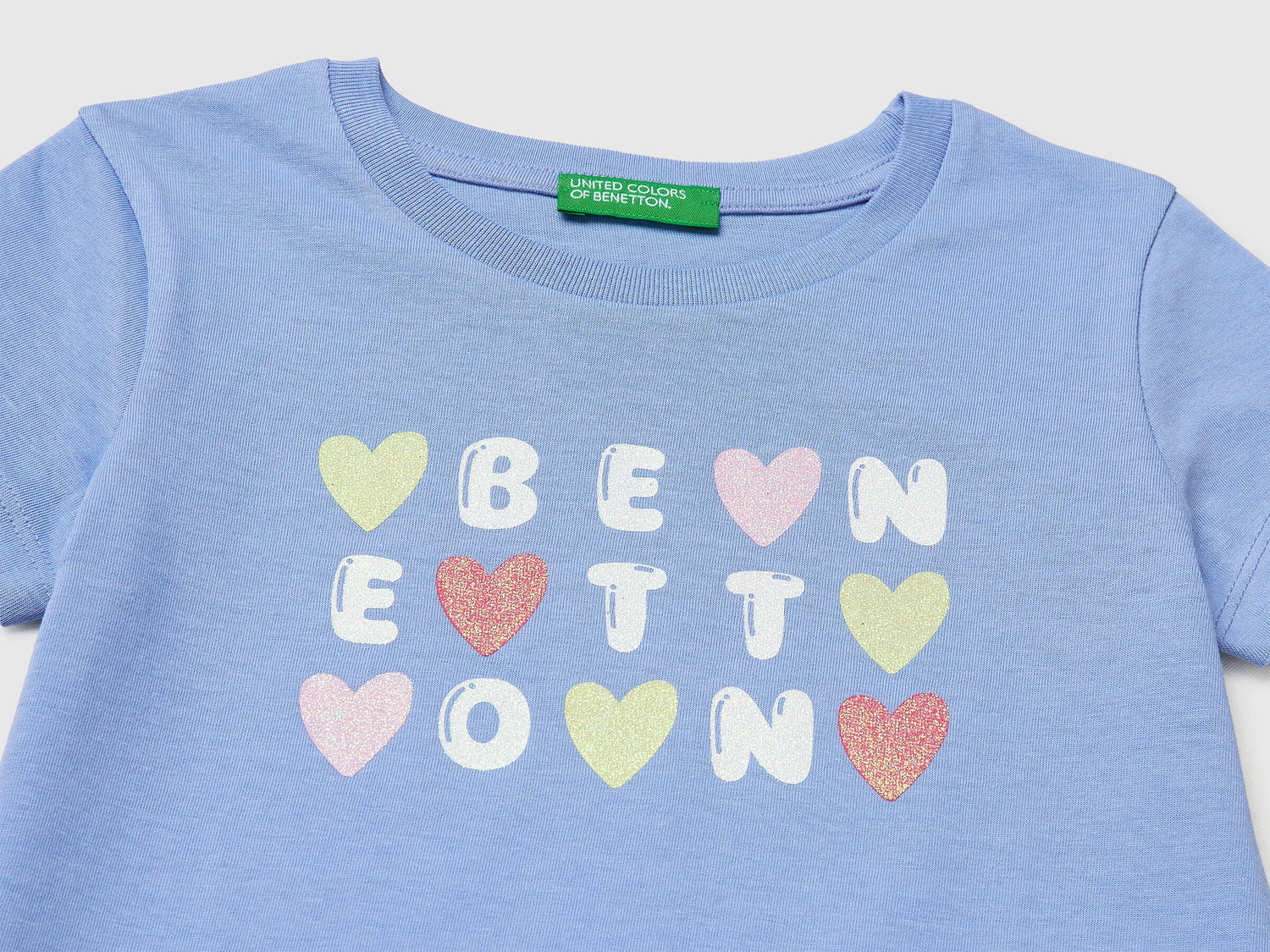Benetton Lavender Girls T-Shirt with Glitter Print SKU: 3I1XG10LU_13E Image 03