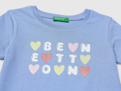 Benetton Lavender Girls T-Shirt with Glitter Print SKU: 3I1XG10LU_13E Image 03