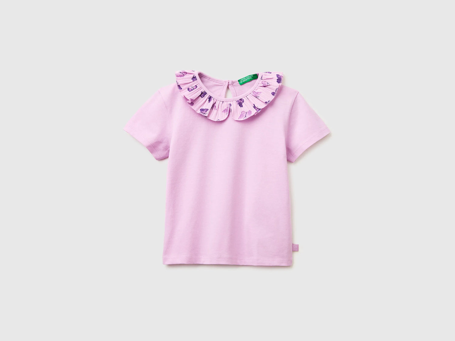 Benetton Lilac Girls T-Shirt with Ruffles on The Collar SKU: 3I1XG10M4_00L Image 01