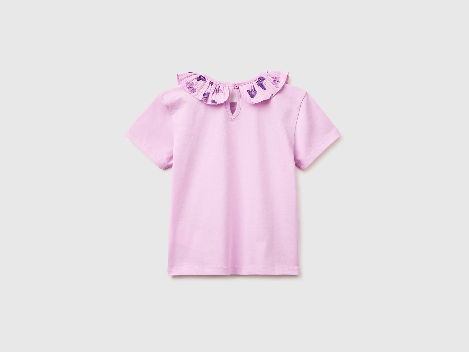 Benetton Lilac Girls T-Shirt with Ruffles on The Collar SKU: 3I1XG10M4_00L Image 02