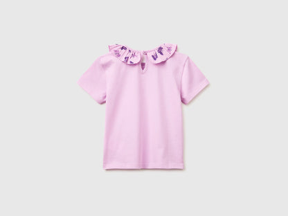 Benetton Lilac Girls T-Shirt with Ruffles on The Collar SKU: 3I1XG10M4_00L Image 02
