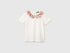 Benetton Creamy White Girls T-Shirt with Ruffles on The Collar SKU: 3I1XG10M4_074 Image 01