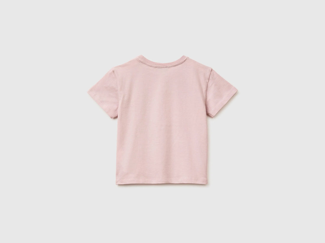 Benetton Pink Girls T-Shirt with Print and Embroidery SKU: 3I1XG10M7_0C3 Image 02