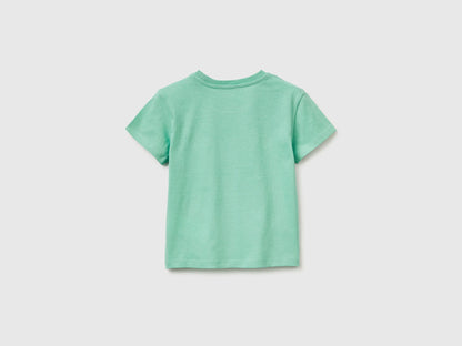 Benetton Aqua Girls T-Shirt with Print and Embroidery SKU: 3I1XG10M7_13D Image 02