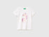 Benetton White Girls T-Shirt with Print and Glitter SKU: 3I1XG10M8_101 Image 01