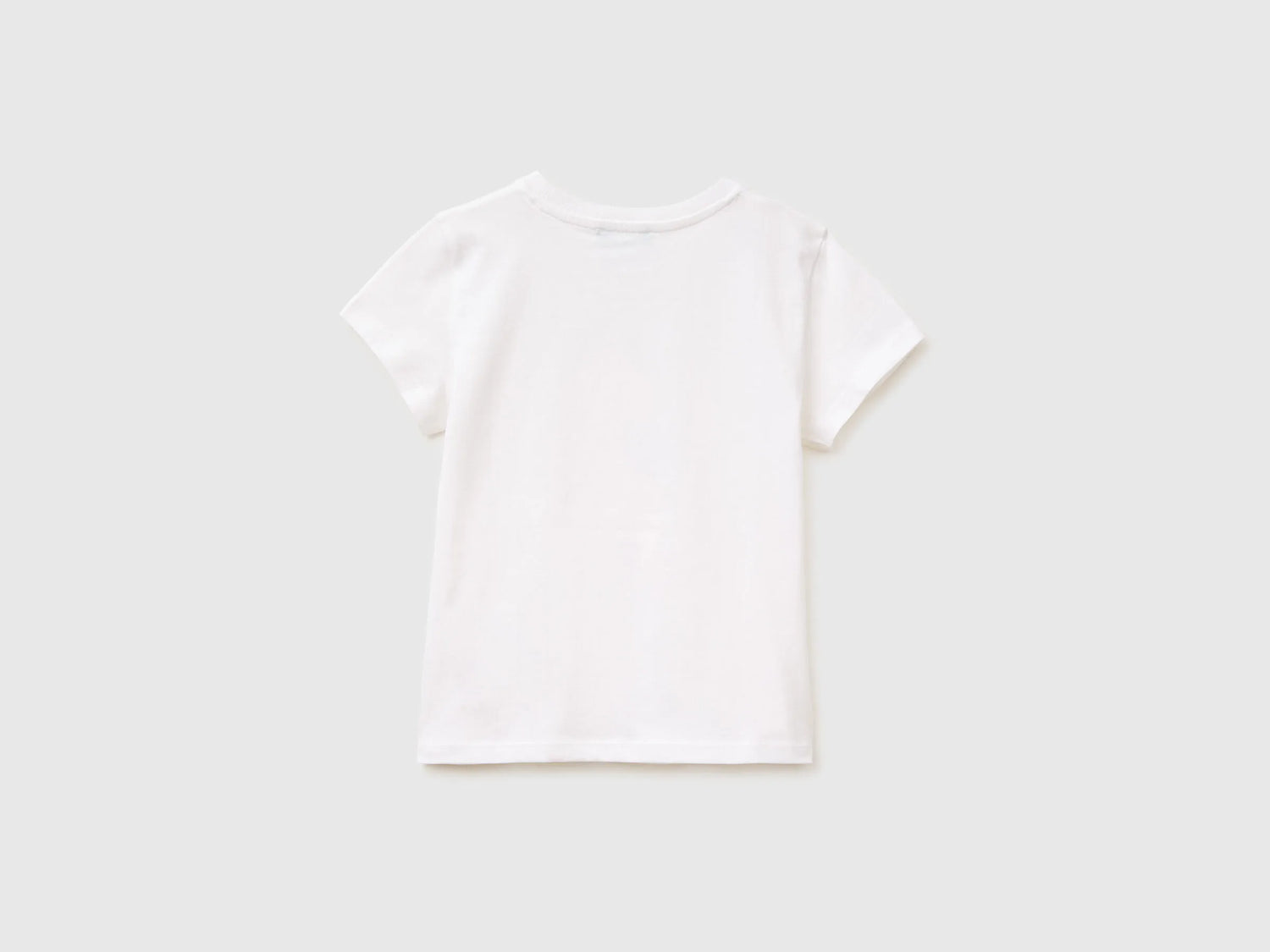 Benetton White Girls T-Shirt with Print and Glitter SKU: 3I1XG10M8_101 Image 02